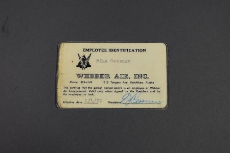 Employee identification card for Webber Air front view