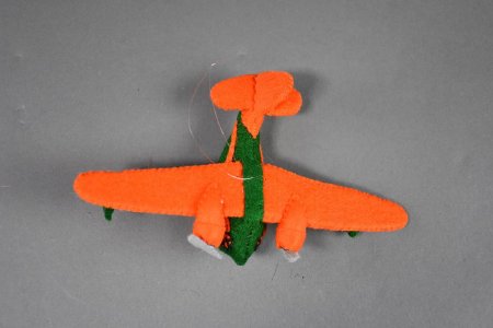 Felted Grumman Goose Christmas tree ornament top view