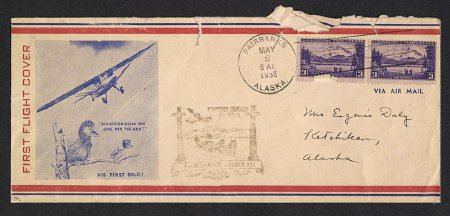 Envelope from the first flight of airmail from Fairbanks to Juneau.