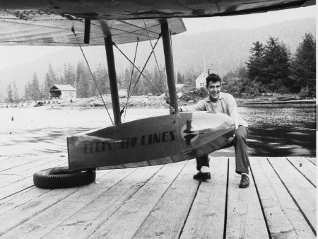 Fred Hamilton Sr. with Ellis Air Lines float