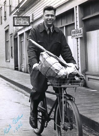 Bob Ellis delivering packages on Water Street