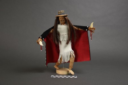 Cedar bark Native dancer doll with CM ruler