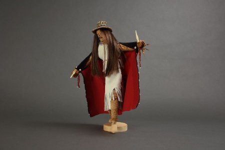 Cedar bark Native dancer doll front