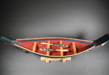 Model Tlingit canoe interior