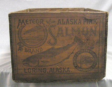 Meteor Brand canned pink salmon crate