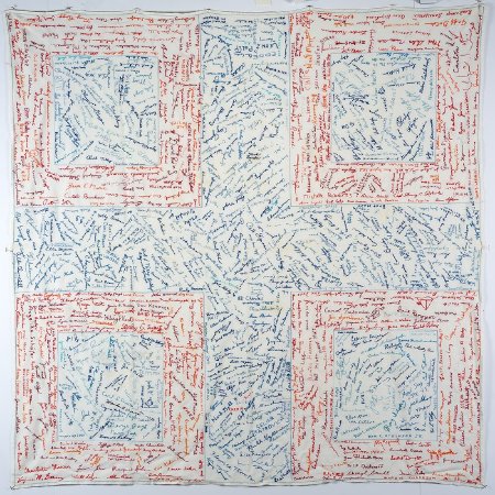 Gertrud Schrader's embroidered signature tablecloth
