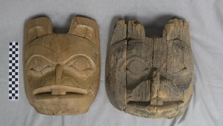 Steve Brown replica (left) and beaver face fragment (right)