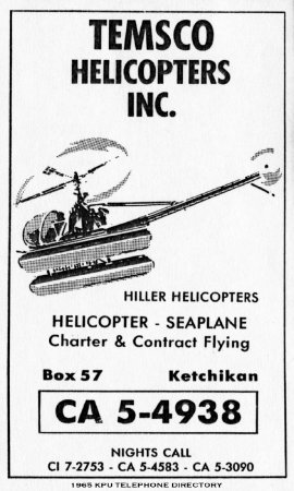 Temsco Helicopters KPU Telephone Directory, 1965