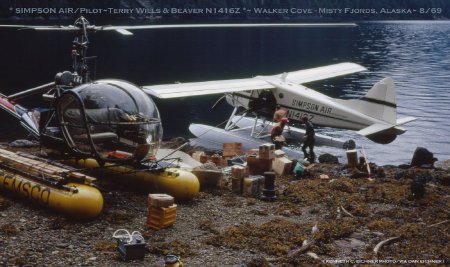 Terry Wills with Simpson Air Service Beaver at Walker Cove, AK, 1969