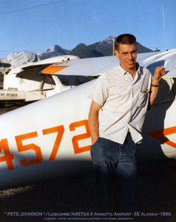 Pete Johnson with Luscombe at Annette Airport, 1960