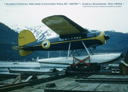 Alaska Coastal Airlines' Lockhead Vega at the Juneau Seadrome, circa 1950s