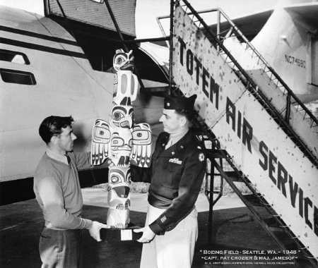 Pat Crozier and Maj. Joyce Jamesof at Boeing Field, Seattle, WA, 1948