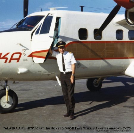 Alaska Airlines Captain Jim Hickey at Annette Airport, 1970