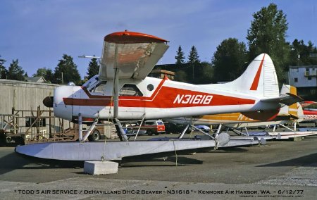 Todd's Air Service DHC-2 Beaver N31618 at Kenmore Air Harbor, WA, 1977
