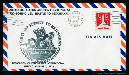 First Flight Cover Alaska Airlines Boeing 720 at Ketchikan Airport, 1973