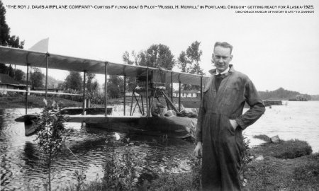 Russell H. Merrill with Curtiss F Flying Boat in Portland, OR, 1925