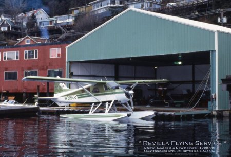 Revilla Flying Service New Hangar and Beaver (N215LU), Ketchikan, AK, 1985