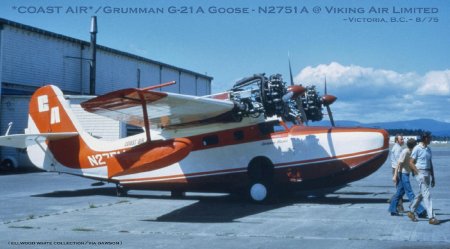 Coast Air Grumman Goose at Viking Air Limited in Victoria BC, 1975