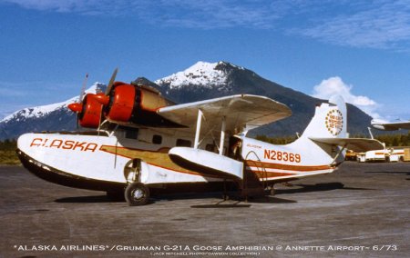 Alaska Airlines Grumman Goose at Annette Airport, 1973