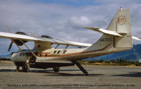 Alaska Airlines Super PBY Catalina at Annette Airport, 1969