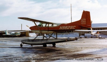 Alaska Southcoast Airways Cessna 185 at Annette Airport, 1974