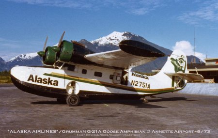Alaska Airlines Goose at Annette Airport, 1973