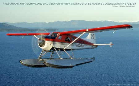 Ketchikan Air Service Beaver Over Clarence Strait, Ketchikan, AK, 1993