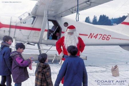 Santa Claus with Coast Air in Kasaan, AK, 1974