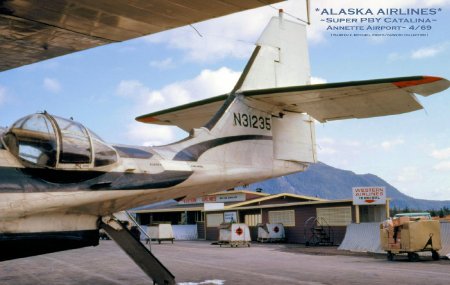 Alaska Airlines Super PBY Catalina at Annette Airport, 1969