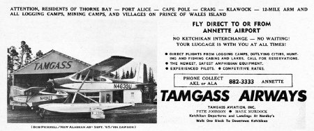 Tamgass Airways Ad in New Alaskan, 1965