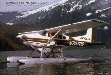 Revilla Flying Service Pilot Dale Clark at Walker Lake, 1973