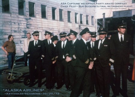 Alaska Airlines Captain Reception for Bud Bodding Retirement Flight, 1972