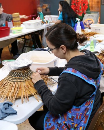 Christina Weber Plaiting Cedar Bark Hat, 2023