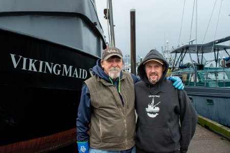 Russell and Jared Cockrum with the F/V <i>Viking Maid</i>, 2023
