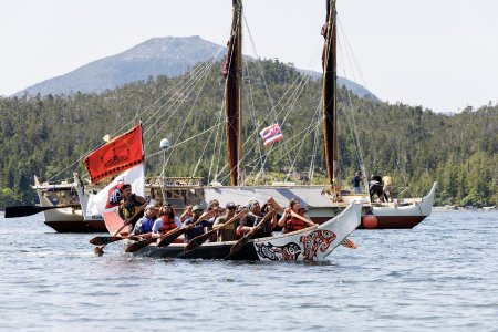 X'oots Kuye'ik and Hokule'a Crew Arrive in for the Departure Ceremony, 2023