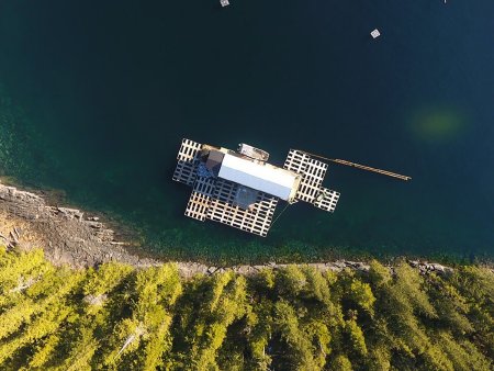 Aerial of Hump Island Oyster Farm