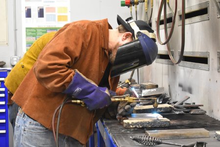 Kevin Mock in Basic Welding Course, 2023, Ashley Ruis