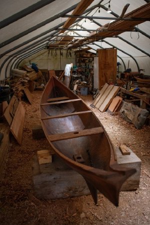 Dugout Canoe in Carving Shed