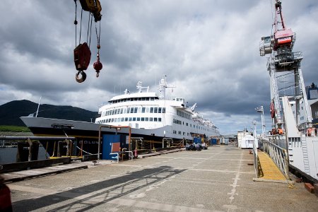 <i>M/V Columbia</i> Docked at the Ketchikan Shipyard