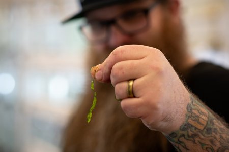 Brian Holds Piece of Kelp