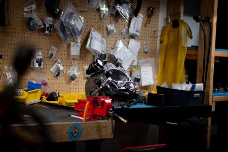 Dive Helmet on Work Bench