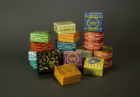 Wildfish Cannery Salmon Cans and Boxes