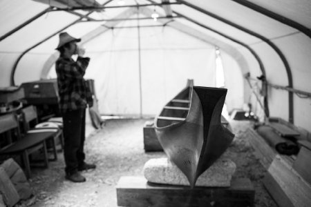 Carver Stormy Hamar in His Carving Shed in Kasaan