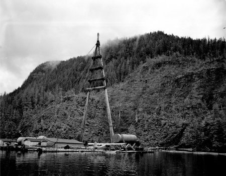 A-frame logging operation at Neets Bay