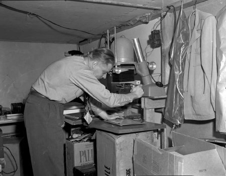 Saari in darkroom, 1951