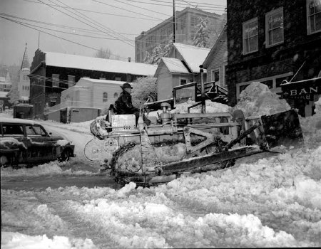 Snow removal on Main Street, 1952