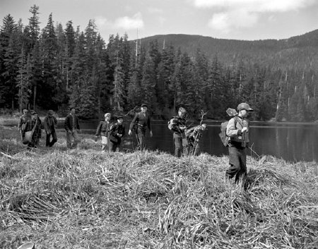Boy Scouts at Ward Lake, 1952