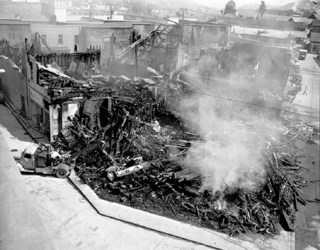 Aftermath of Coliseum Theatre fire, 1956